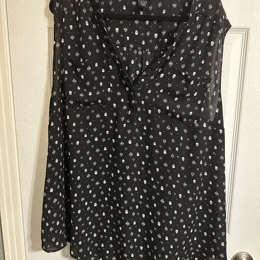 Sheer Black Blouse with White Floral Pattern